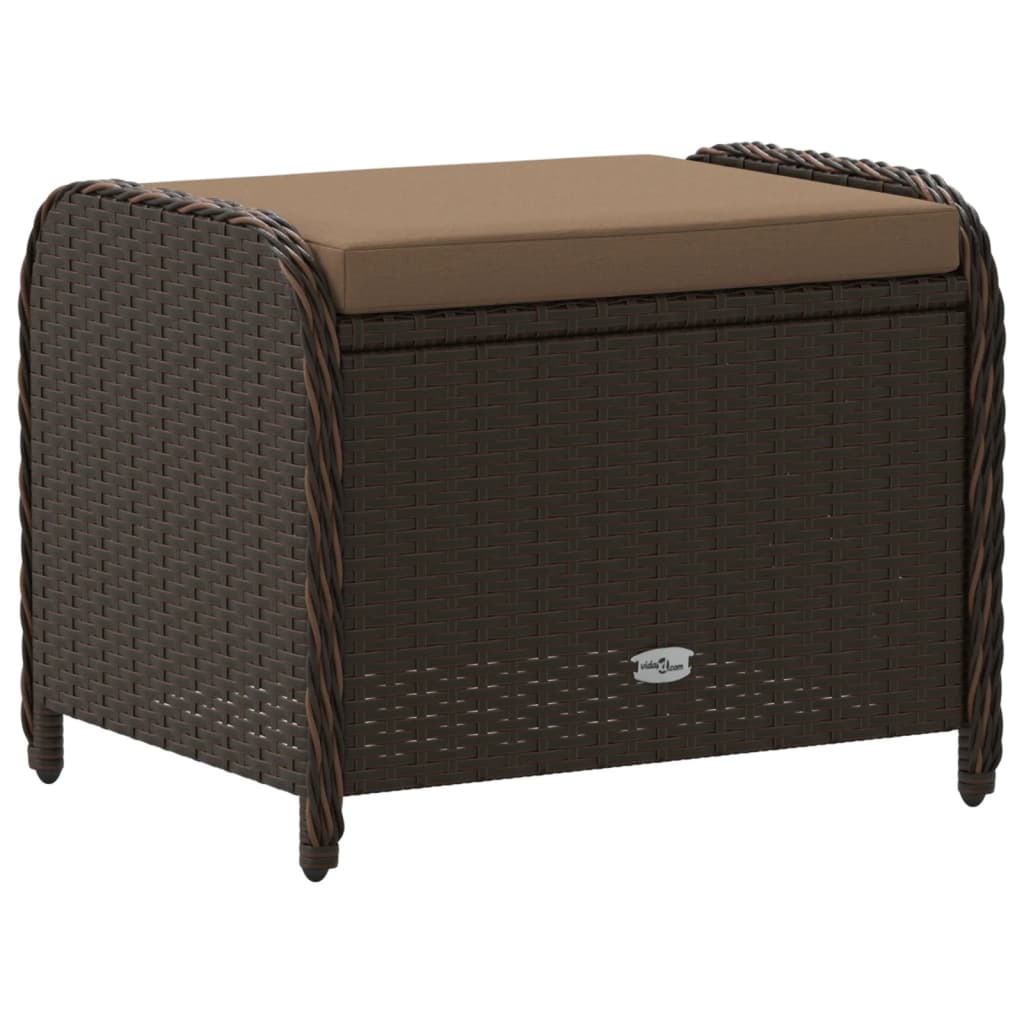 vidaXL Tabouret de jardin avec coussin brun 58x46x46 cm résine tressée