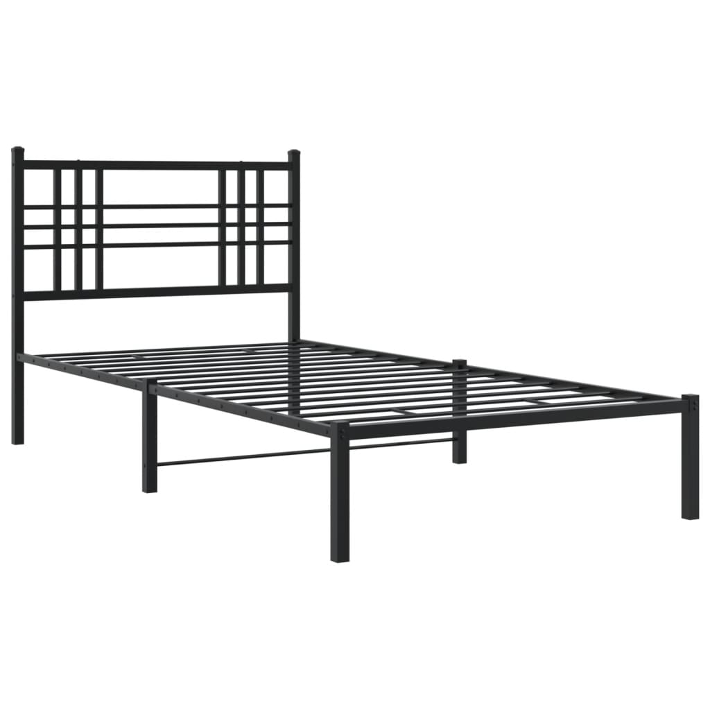 vidaXL Cadre de lit métal avec tête de lit noir 100x200 cm