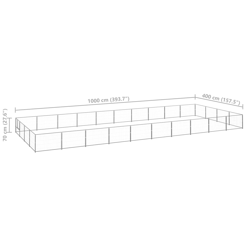 vidaXL Chenil Argenté 40 m² Acier