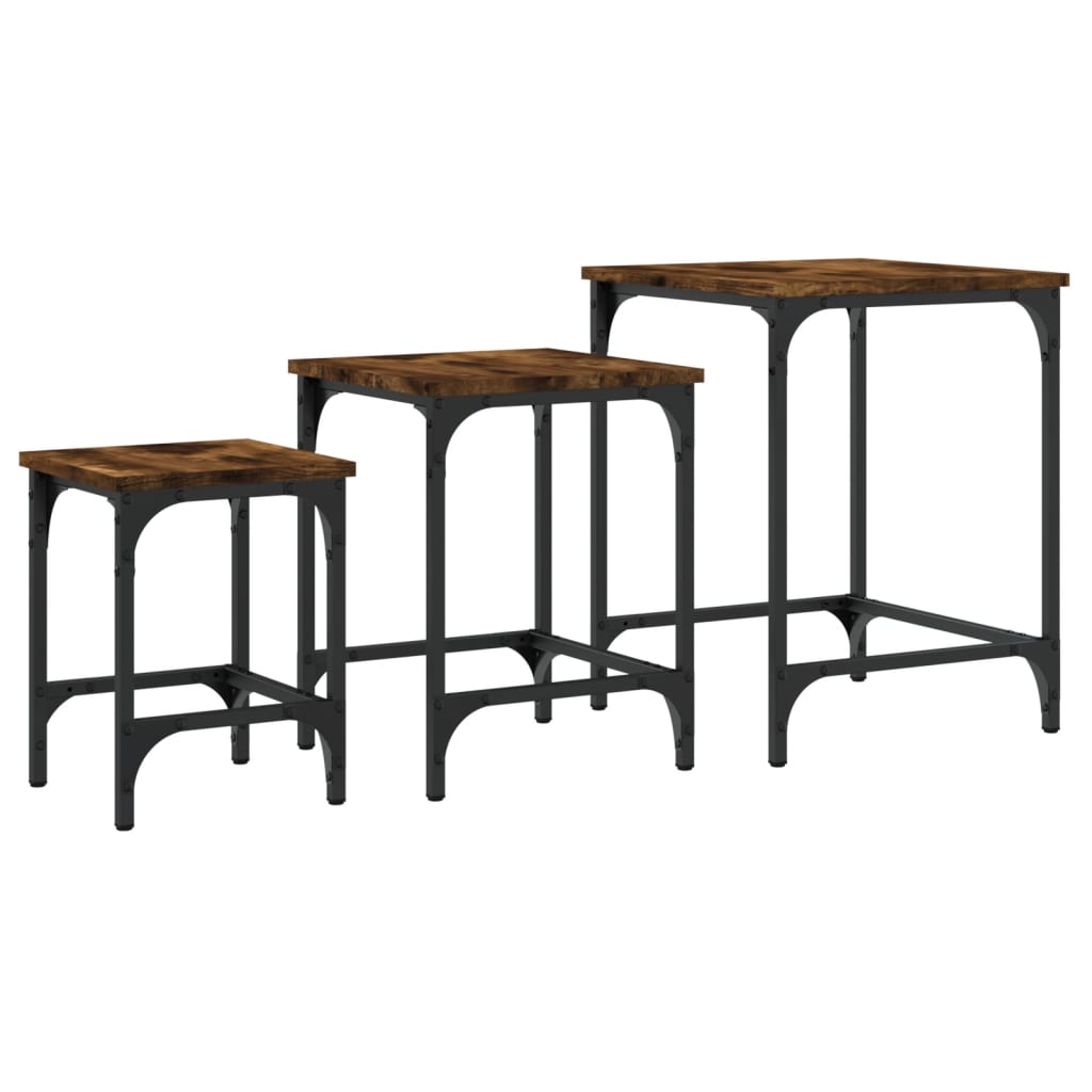 vidaXL Tables basses gigognes 3 pcs chêne fumé bois d'ingénierie