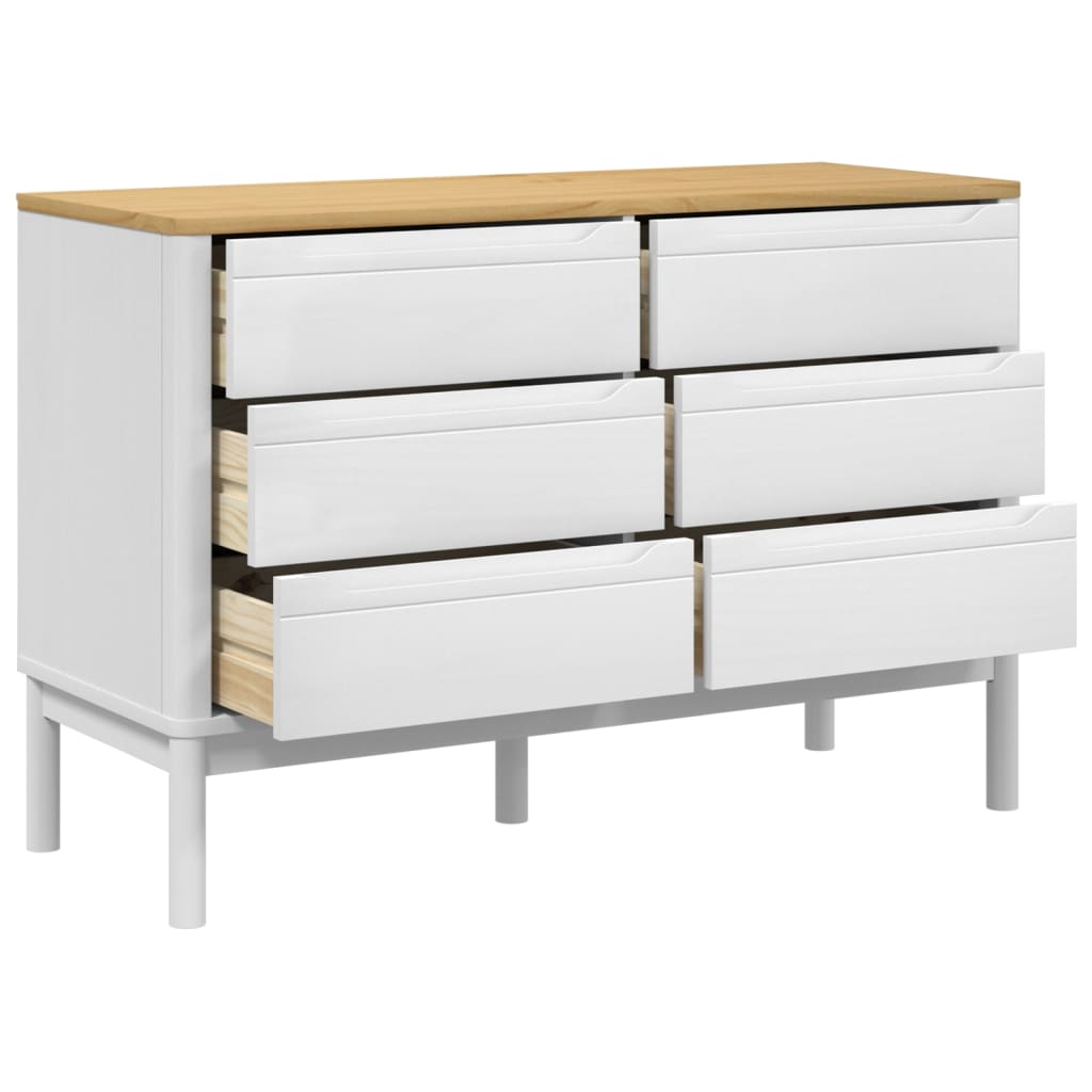 vidaXL Commode FLORO blanc bois de pin massif