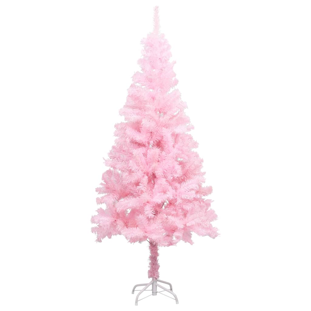 vidaXL Arbre de Noël artificiel pré-éclairé et boules rose 150 cm PVC