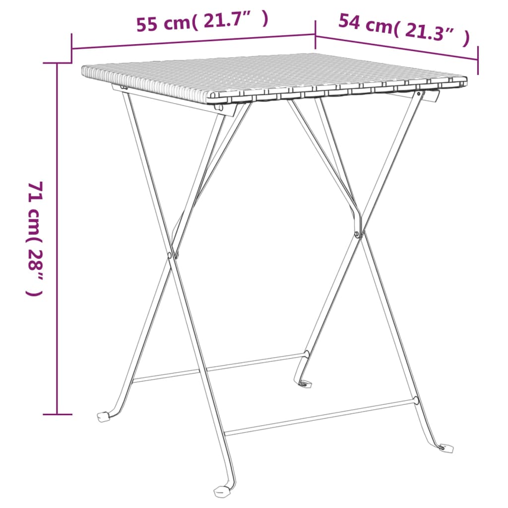 vidaXL Ensemble de bistro pliable 3 pcs Noir Résine tressée