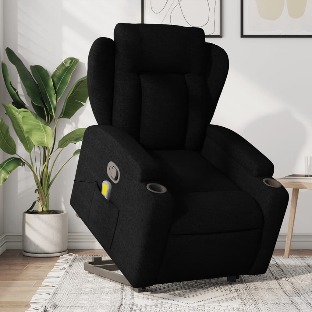 vidaXL Fauteuil inclinable de massage noir tissu