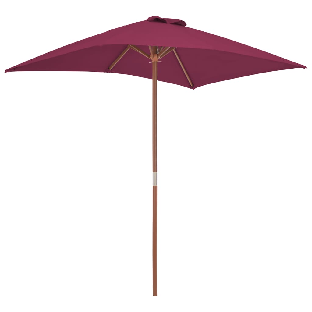 vidaXL Parasol d'extérieur avec mât en bois 150x200 cm rouge bordeaux