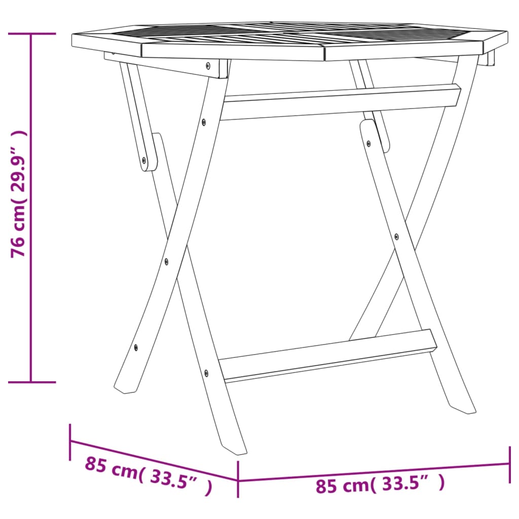 vidaXL Table pliable de jardin 85x85x76 cm Bois de teck solide