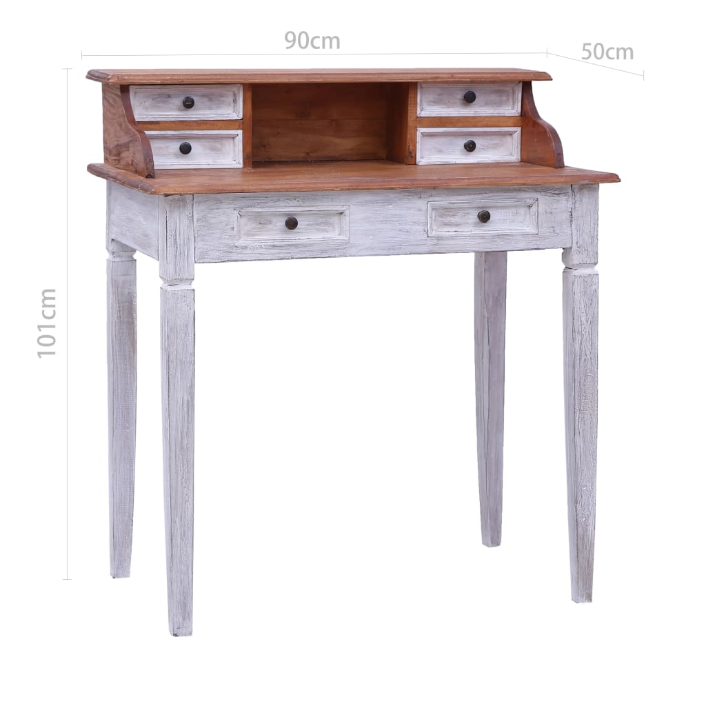 vidaXL Bureau avec tiroirs 90x50x101 cm bois de récupération solide