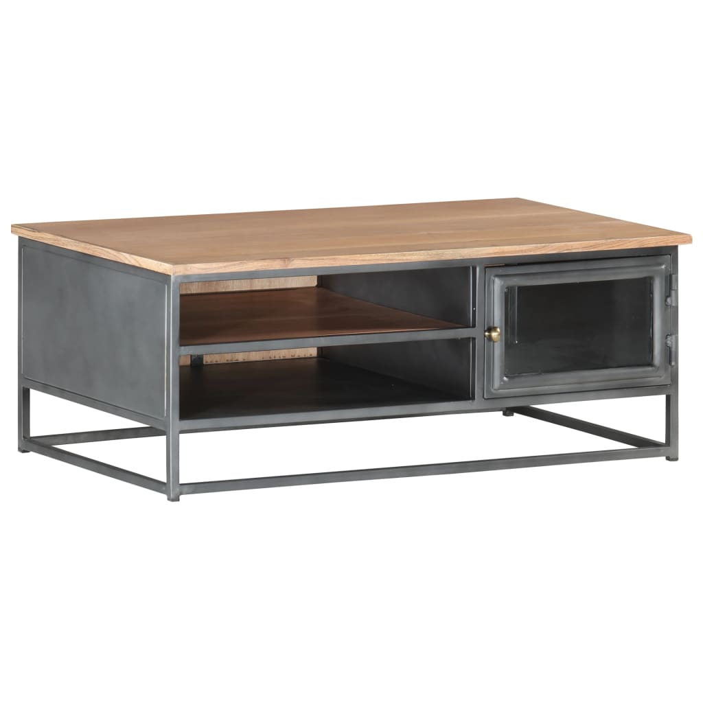 vidaXL Table basse Gris 90x50x35 cm Bois d'acacia massif