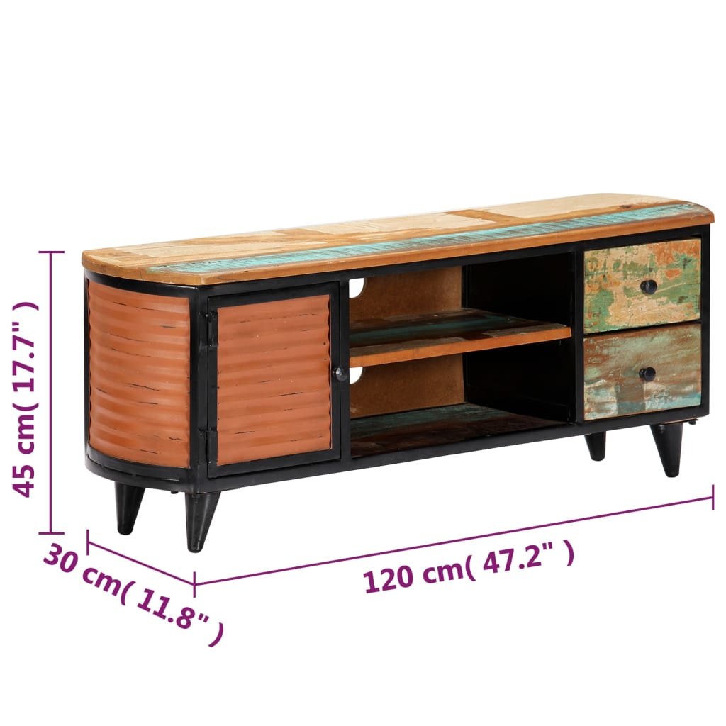 vidaXL Meuble TV 120x30x45 cm Bois de récupération massif