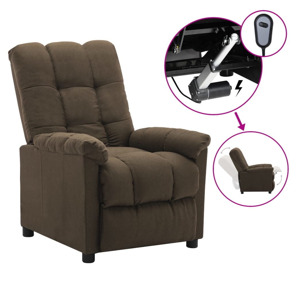 vidaXL Fauteuil inclinable électrique marron tissu