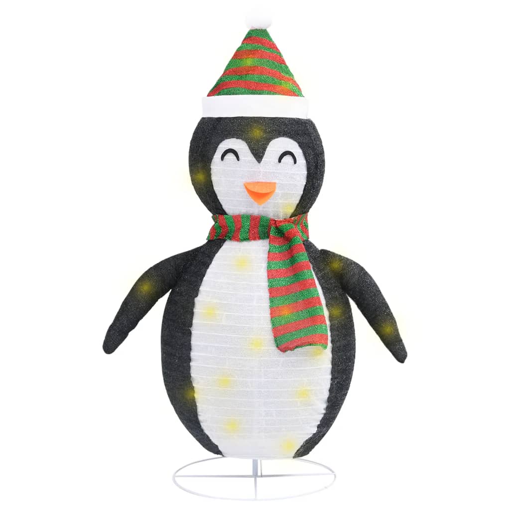 vidaXL Décoration de Noël pingouin à LED Tissu de luxe 60 cm