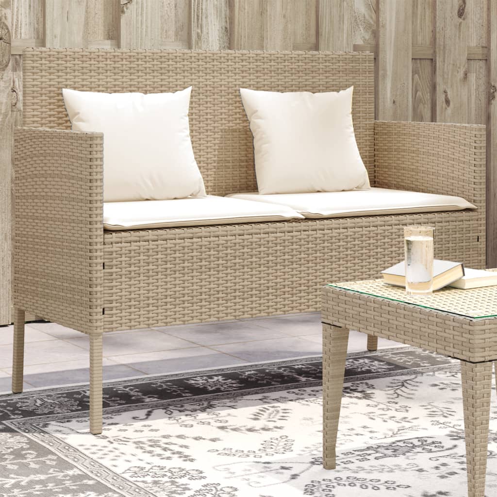 vidaXL Banc de jardin avec coussins beige résine tressée