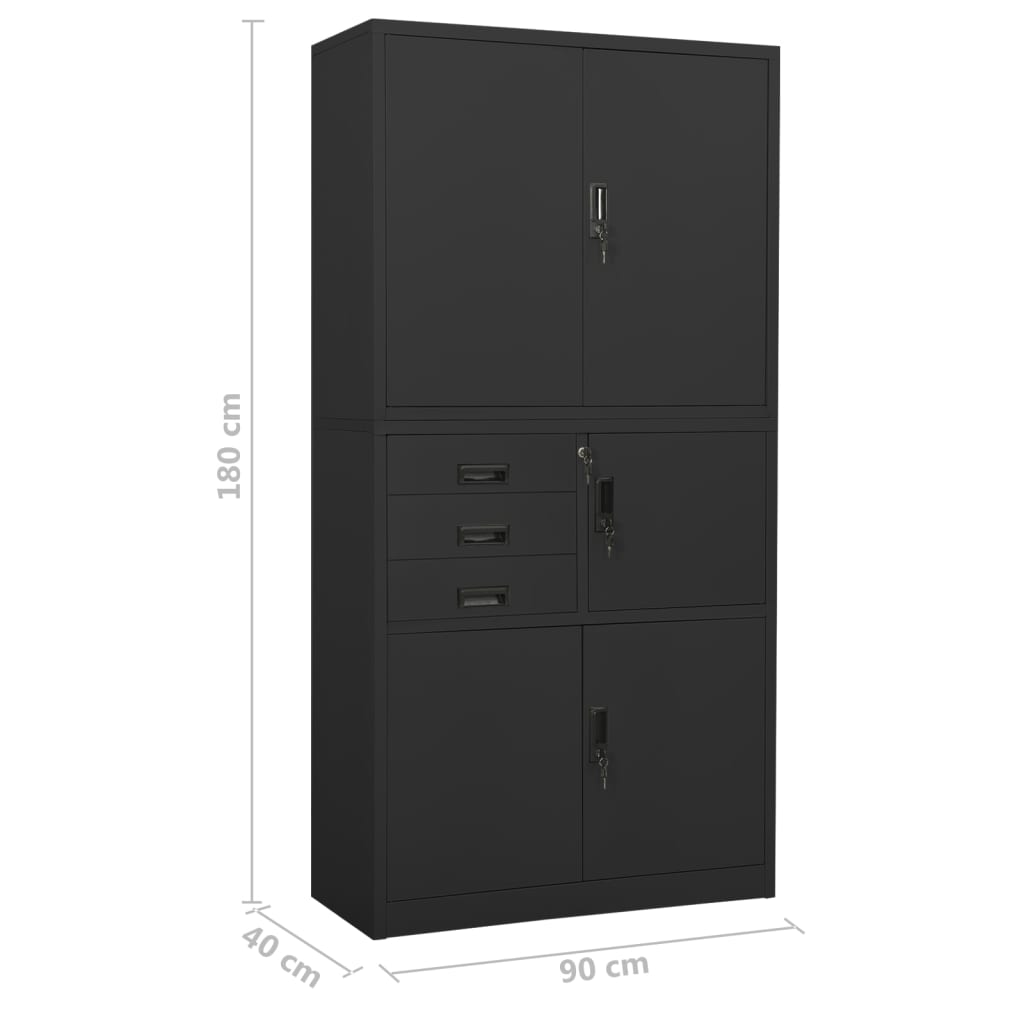 vidaXL Armoire de bureau Anthracite 90x40x180 cm Acier