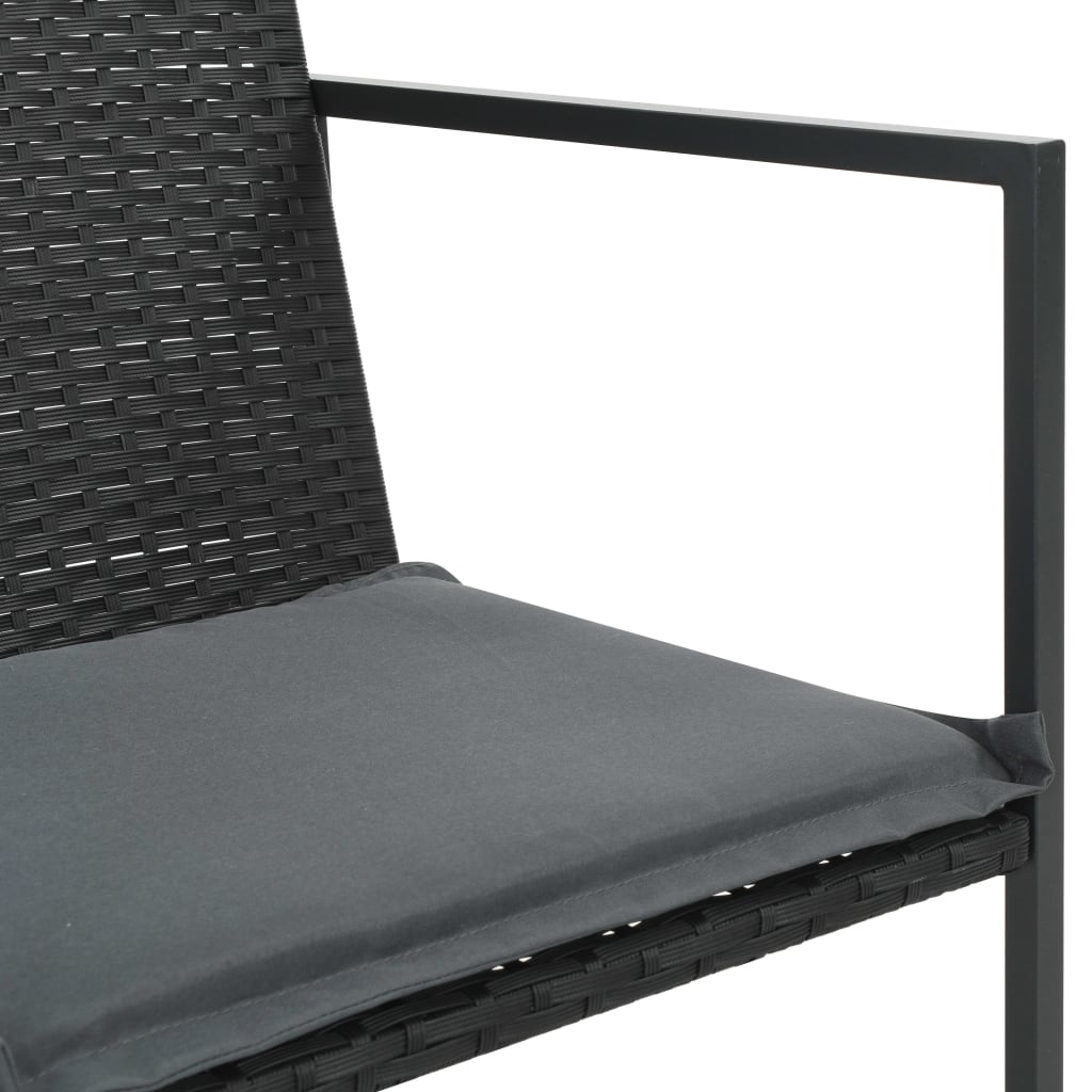 vidaXL Mobilier à dîner de jardin 5pcs et coussins Résine tressée Noir