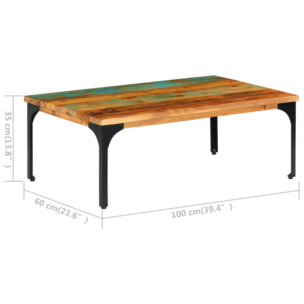 vidaXL Table basse 100x60x35 cm Bois de récupération solide