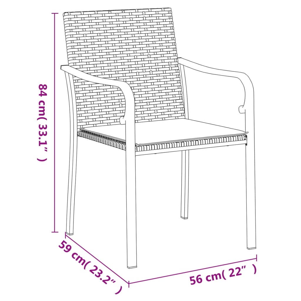 vidaXL Ensemble à manger de jardin 3 pcs coussins résine tressée acier