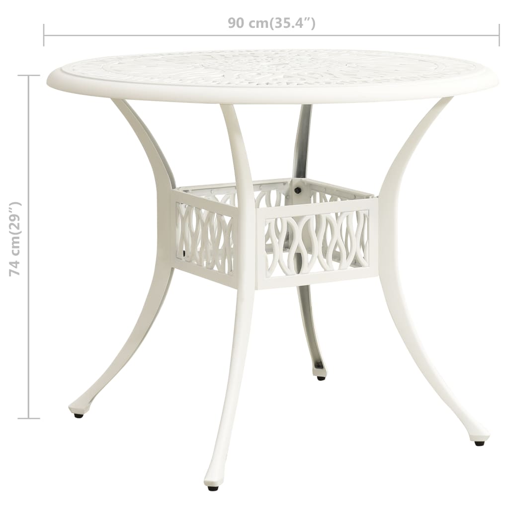 vidaXL Table de jardin Blanc 90x90x74 cm Aluminium coulé