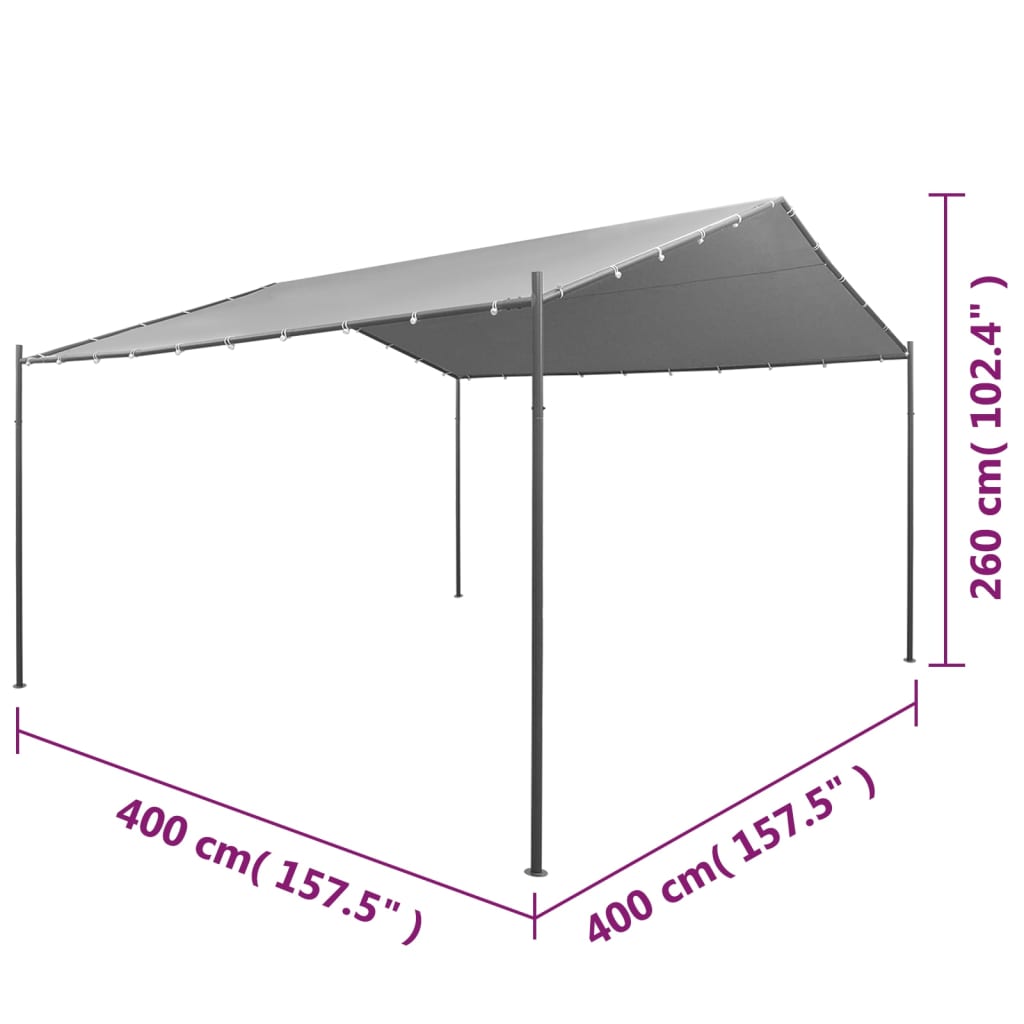 vidaXL Belvédère de jardin Acier 400 x 400 x 260 cm Anthracite