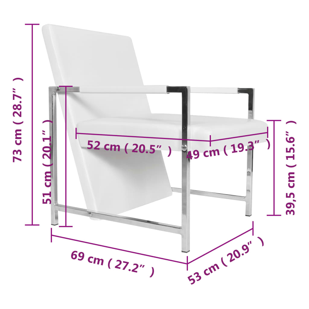 vidaXL Fauteuil cabriolet blanc similicuir