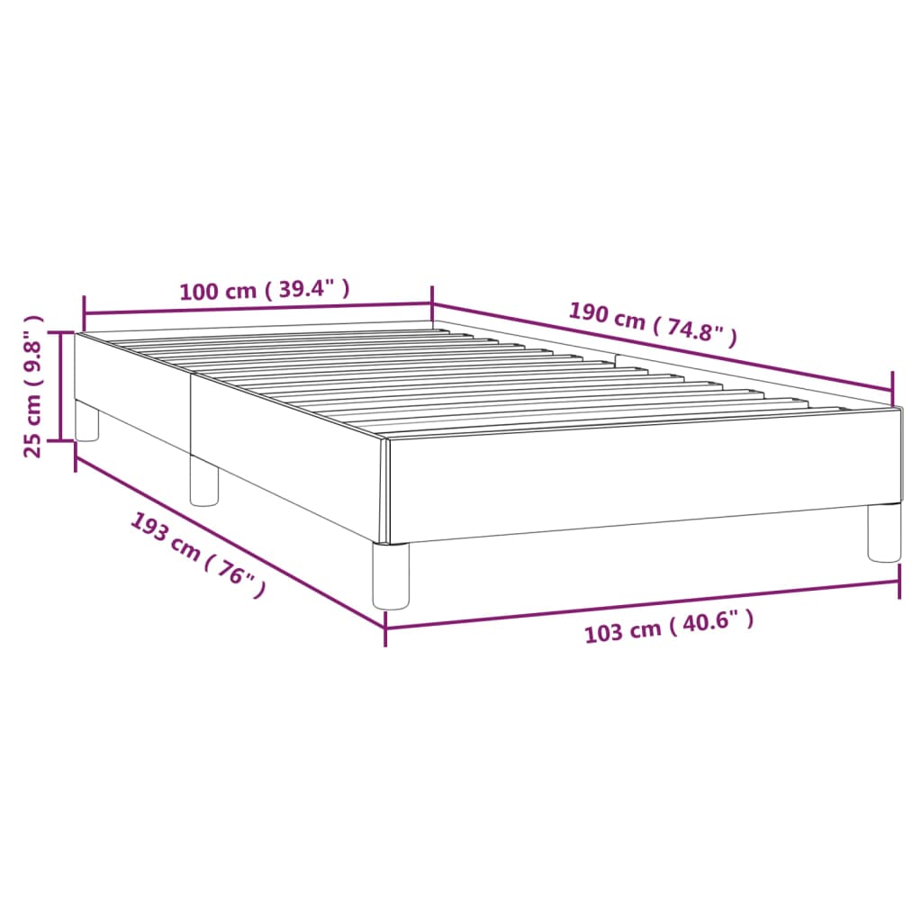 vidaXL Cadre de lit gris foncé 100x190 cm tissu