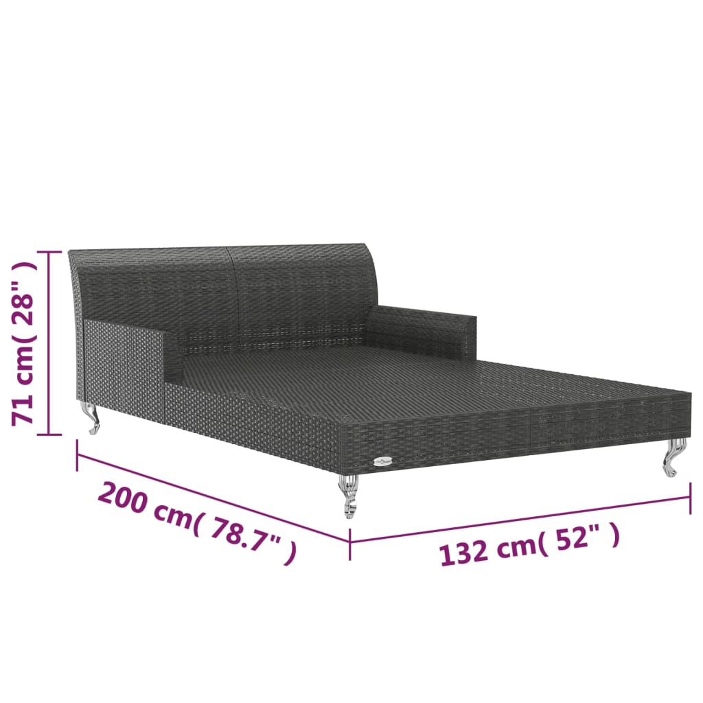 vidaXL Chaise longue à 2 places avec coussins Résine tressée Noir