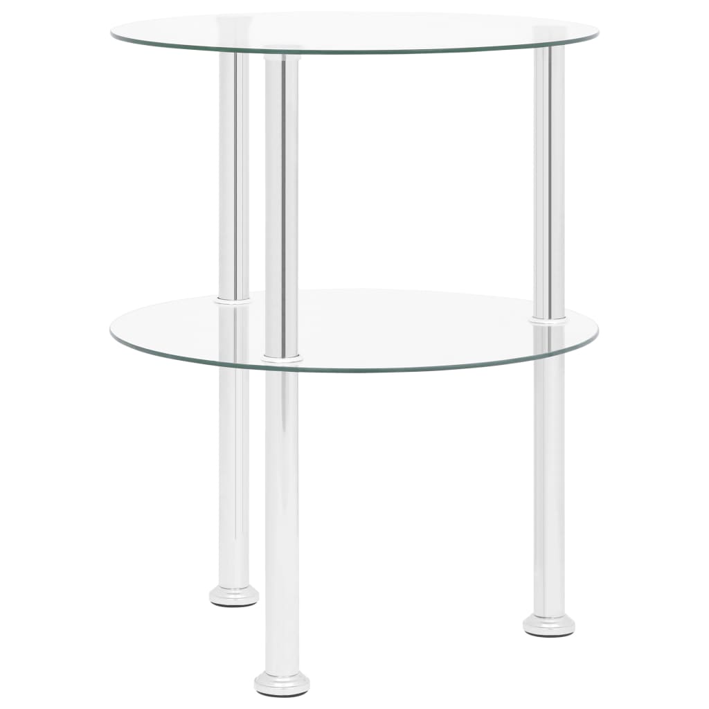 vidaXL Table d'appoint 2 niveaux Transparent 38 cm Verre trempé