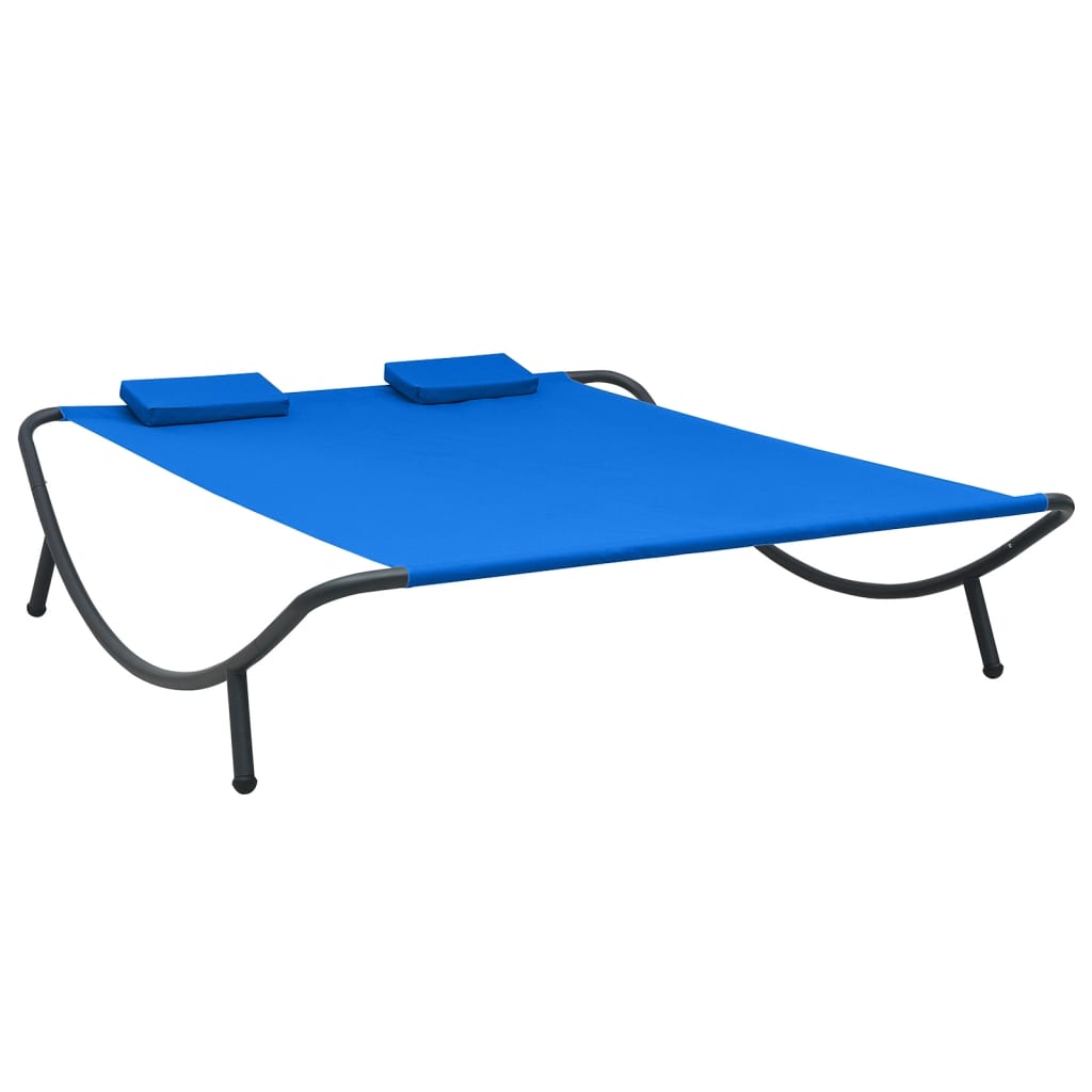 vidaXL Chaise longue d'extérieur tissu bleu