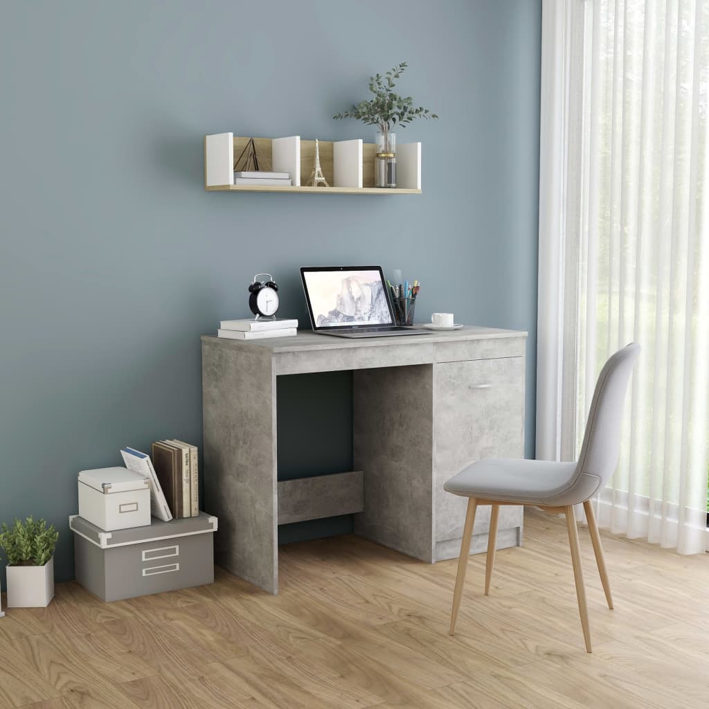 vidaXL Bureau Gris béton 100x50x76 cm Bois d'ingénierie