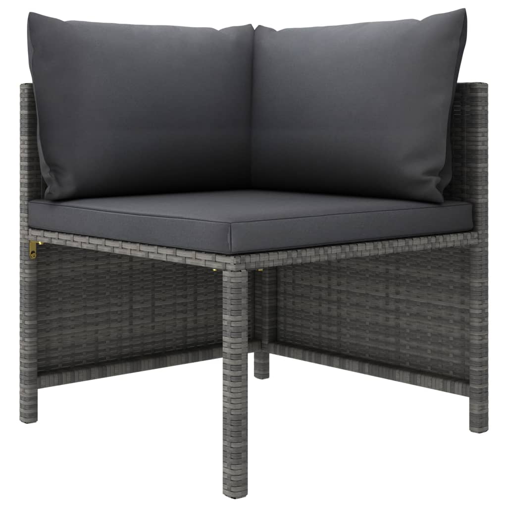 vidaXL Salon de jardin 3 pcs avec coussins Résine tressée Gris