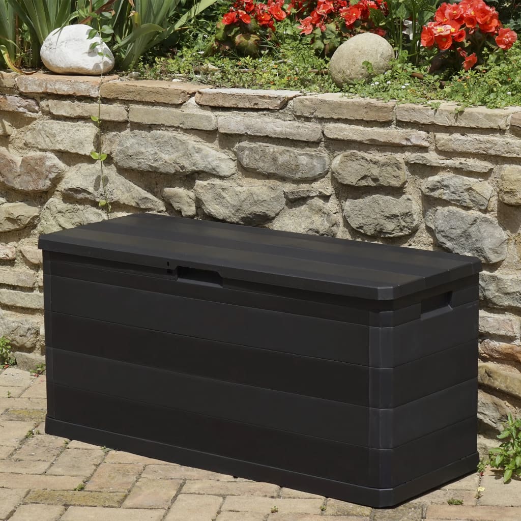 vidaXL Boîte de rangement de jardin noir 117x45x56 cm