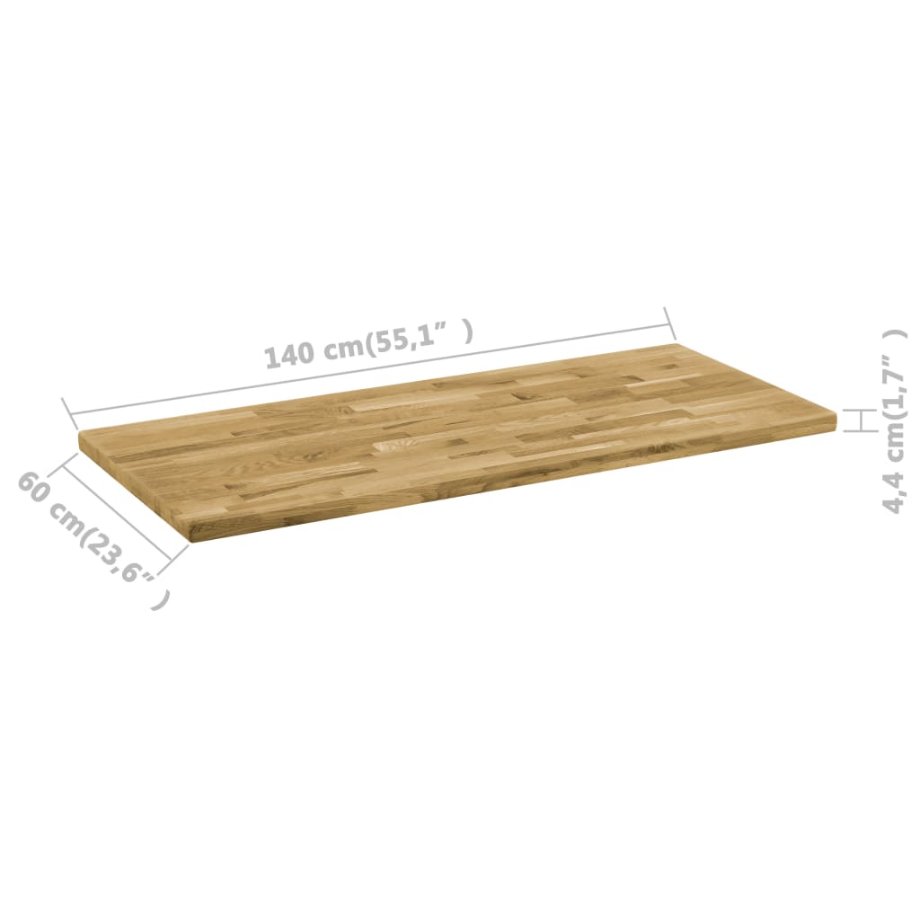 vidaXL Dessus de table Bois de chêne Rectangulaire 44 mm 140x60 cm