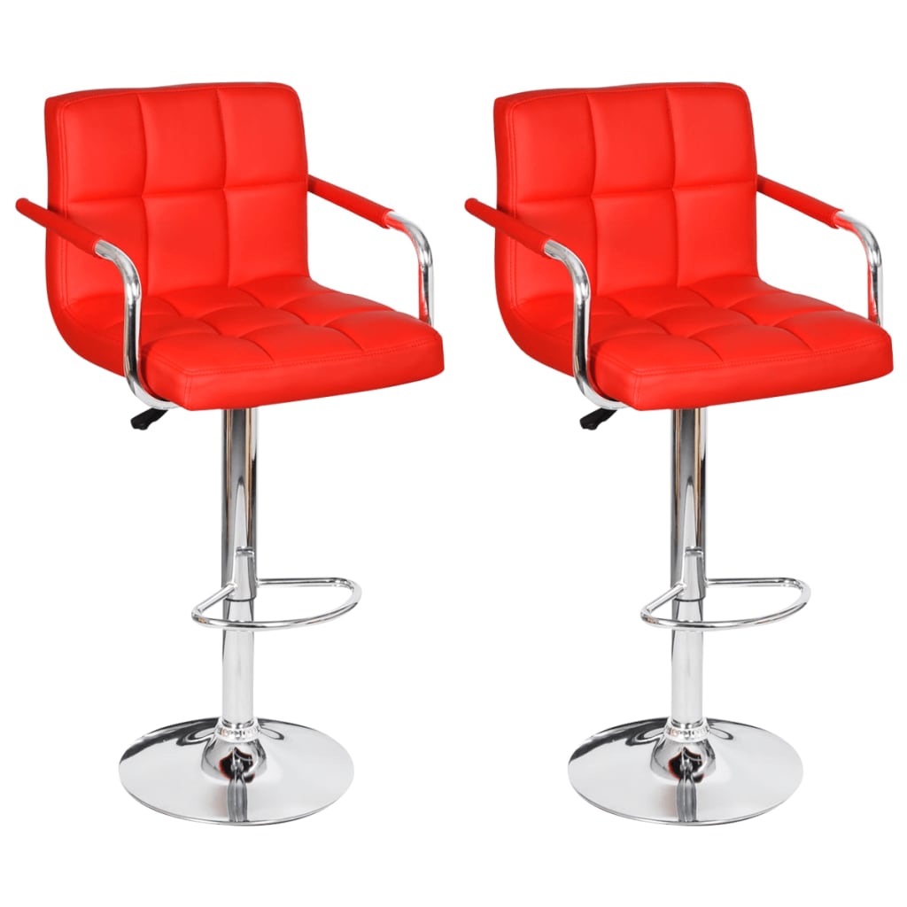 vidaXL Tabourets de bar lot de 2 rouge similicuir