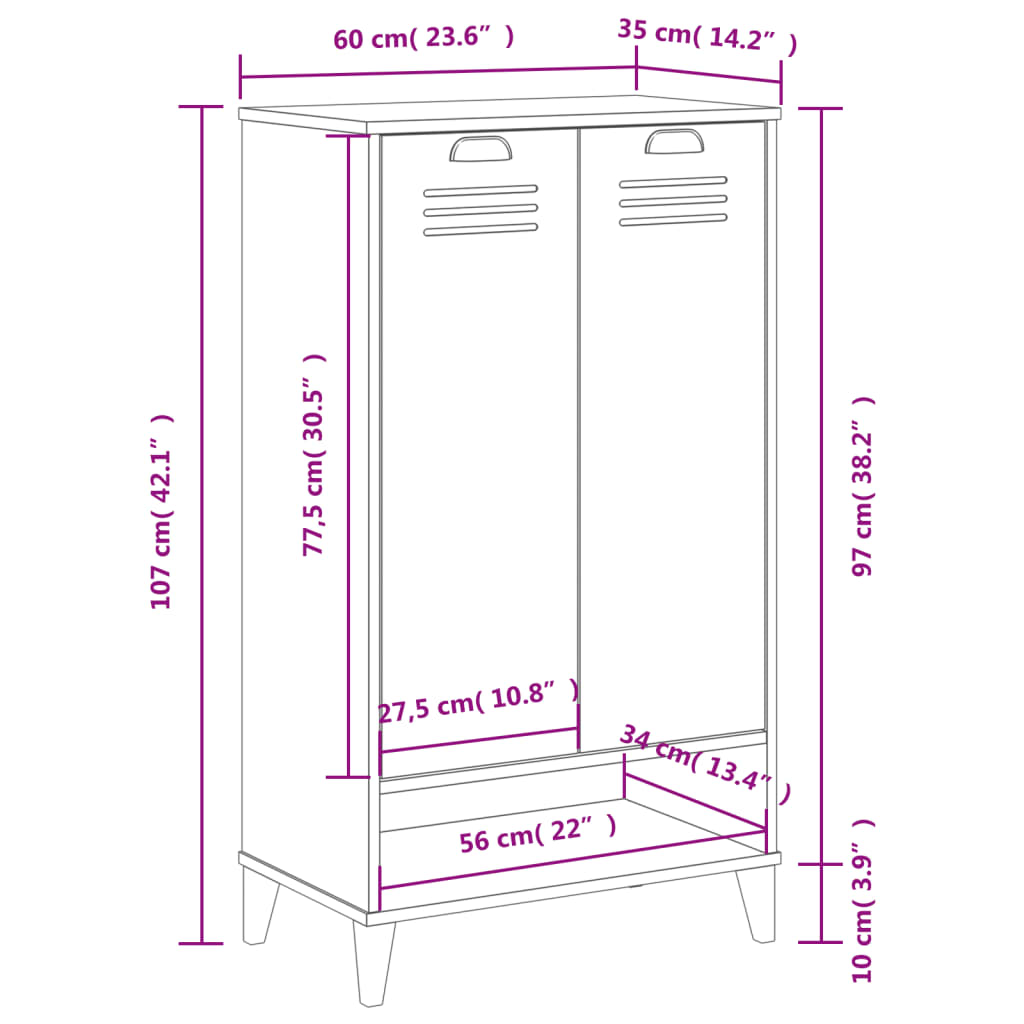 vidaXL Armoire à chaussures VIKEN noir bois d'ingénierie