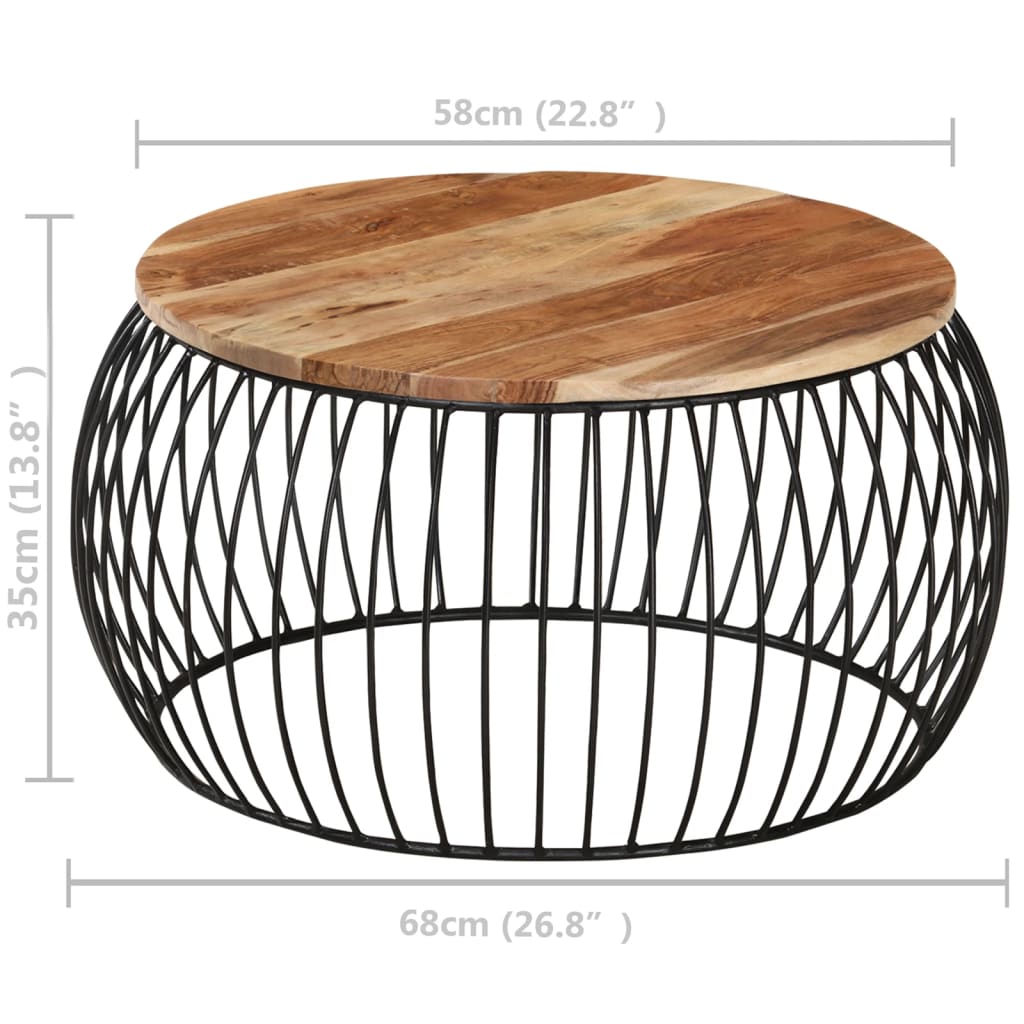 vidaXL Table basse Ø68 cm Bois d'acacia massif