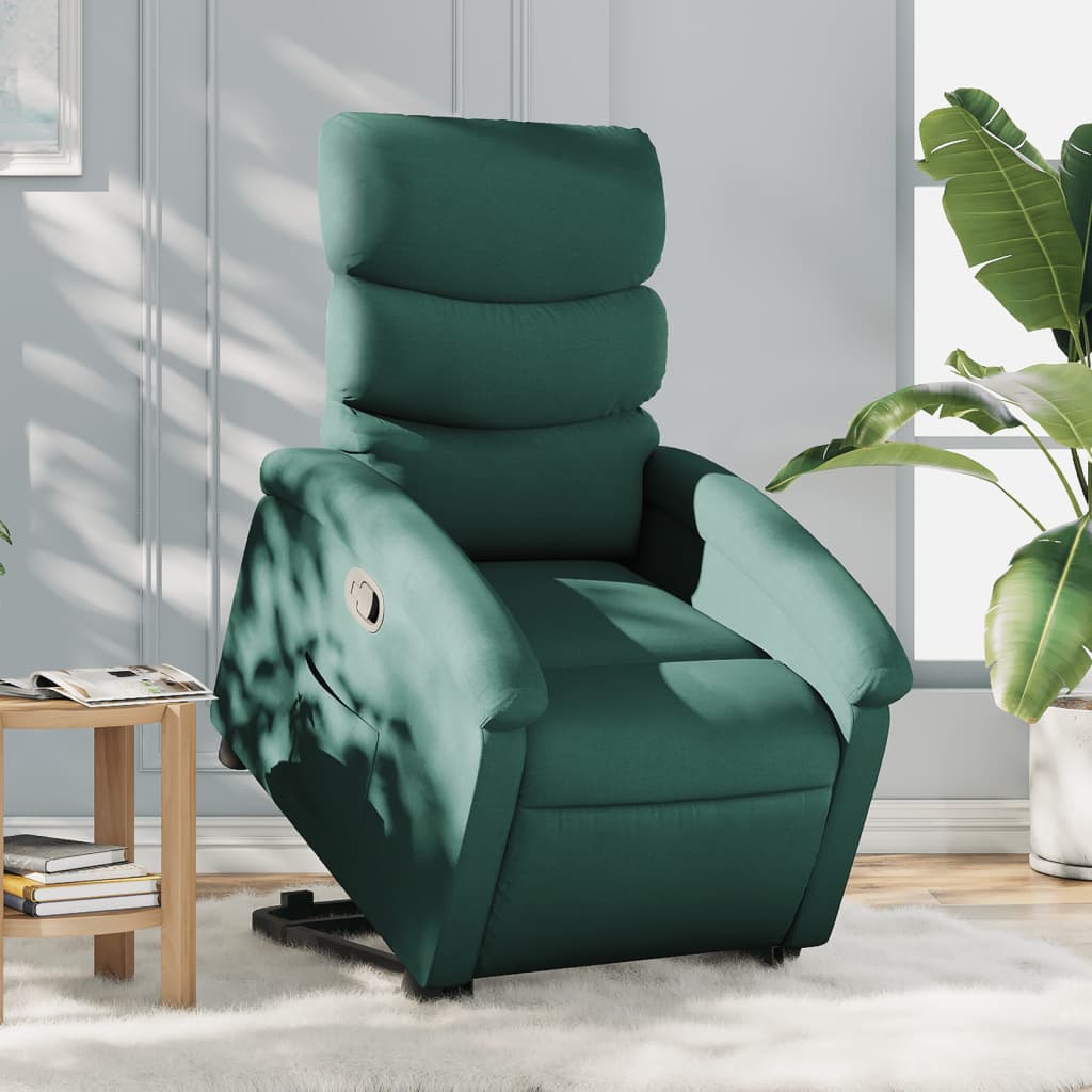 vidaXL Fauteuil inclinable vert foncé tissu