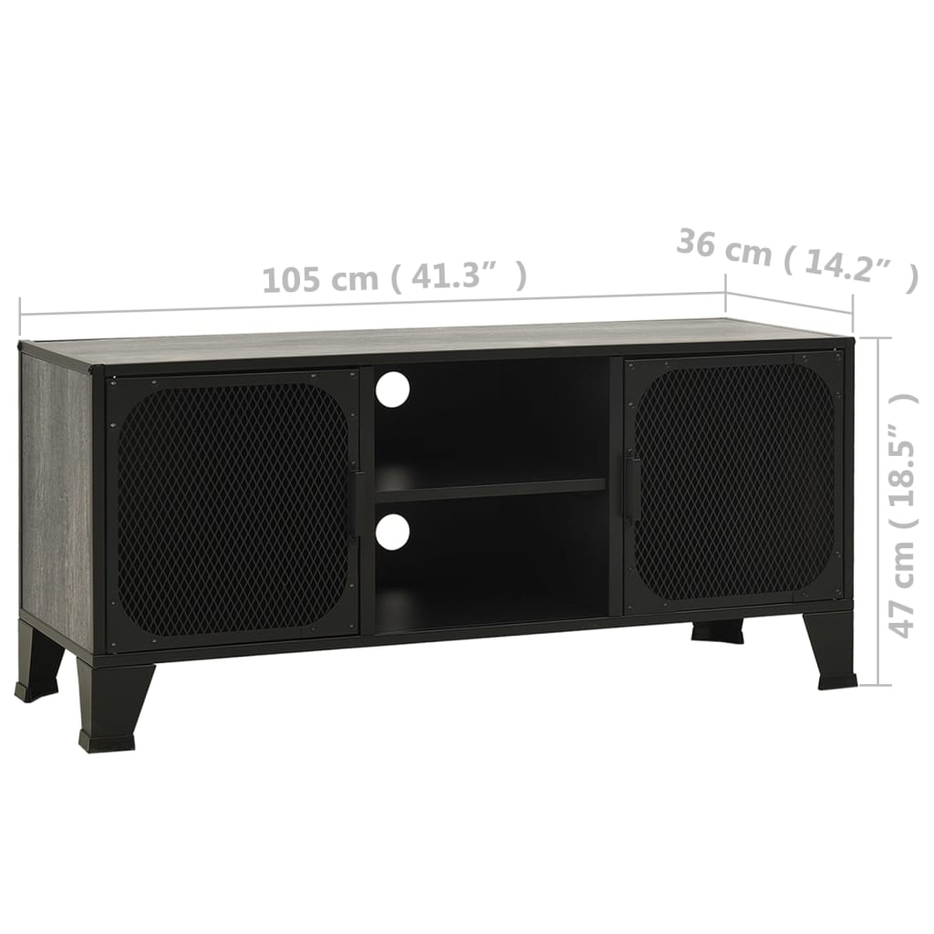 vidaXL Meuble TV Gris 105x36x47 cm Métal et MDF