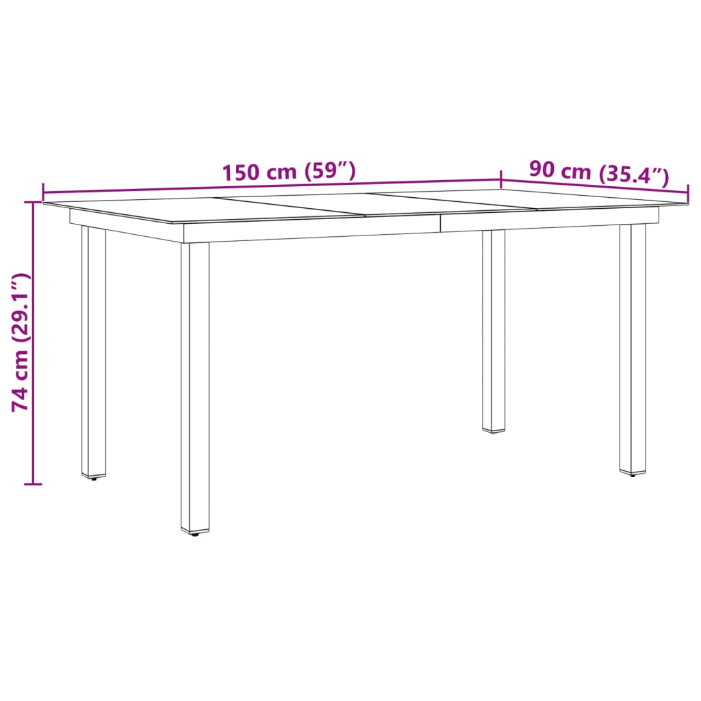 vidaXL Table de jardin Noir 190x90x74 cm Aluminium et verre