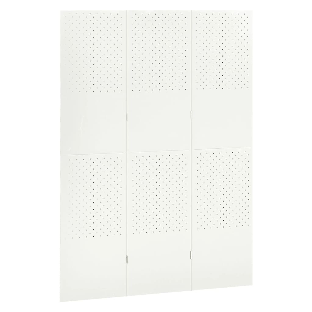 vidaXL Cloison de séparation 3 panneaux Blanc 120x180 cm Acier