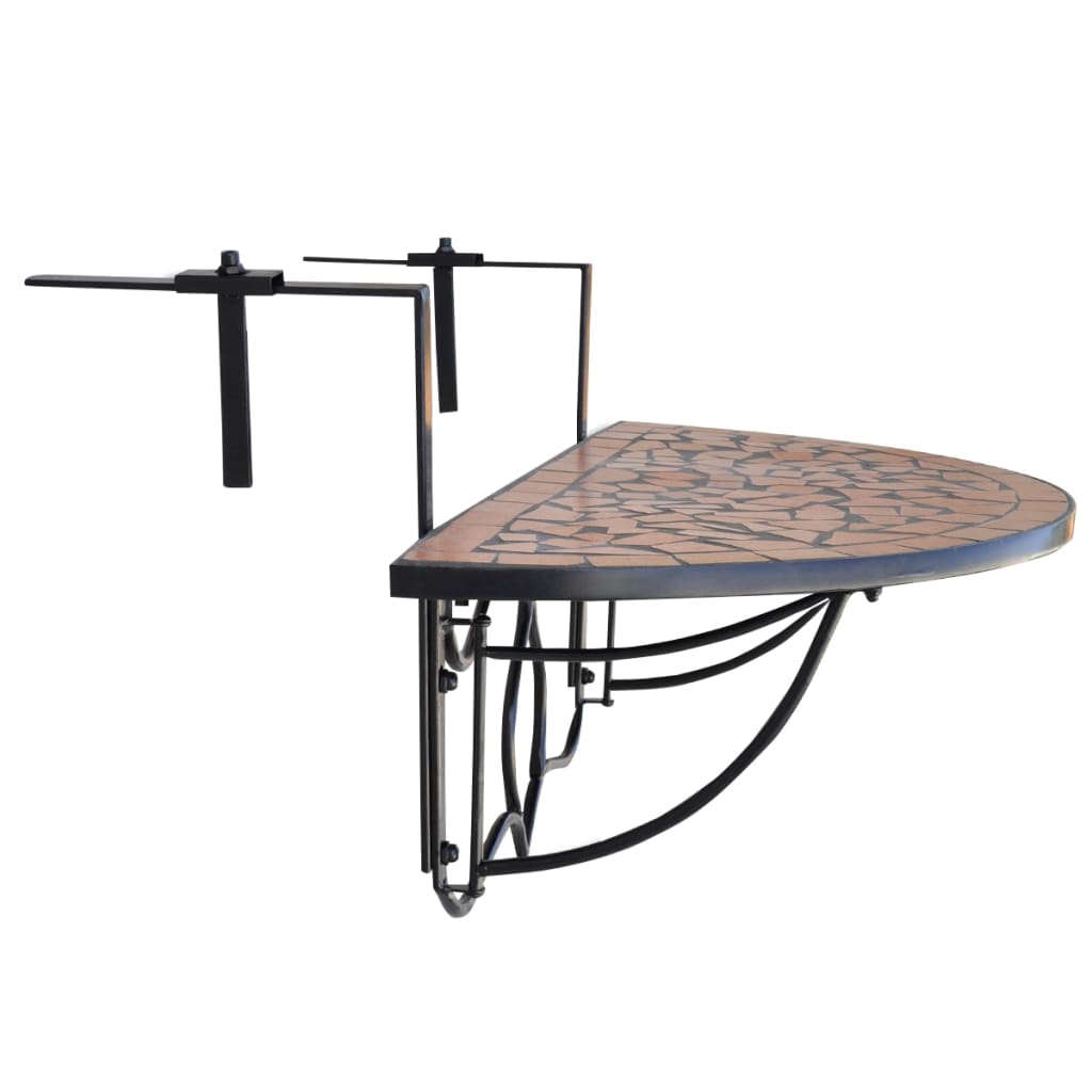 vidaXL Table suspendue de balcon Terre cuite Mosaïque