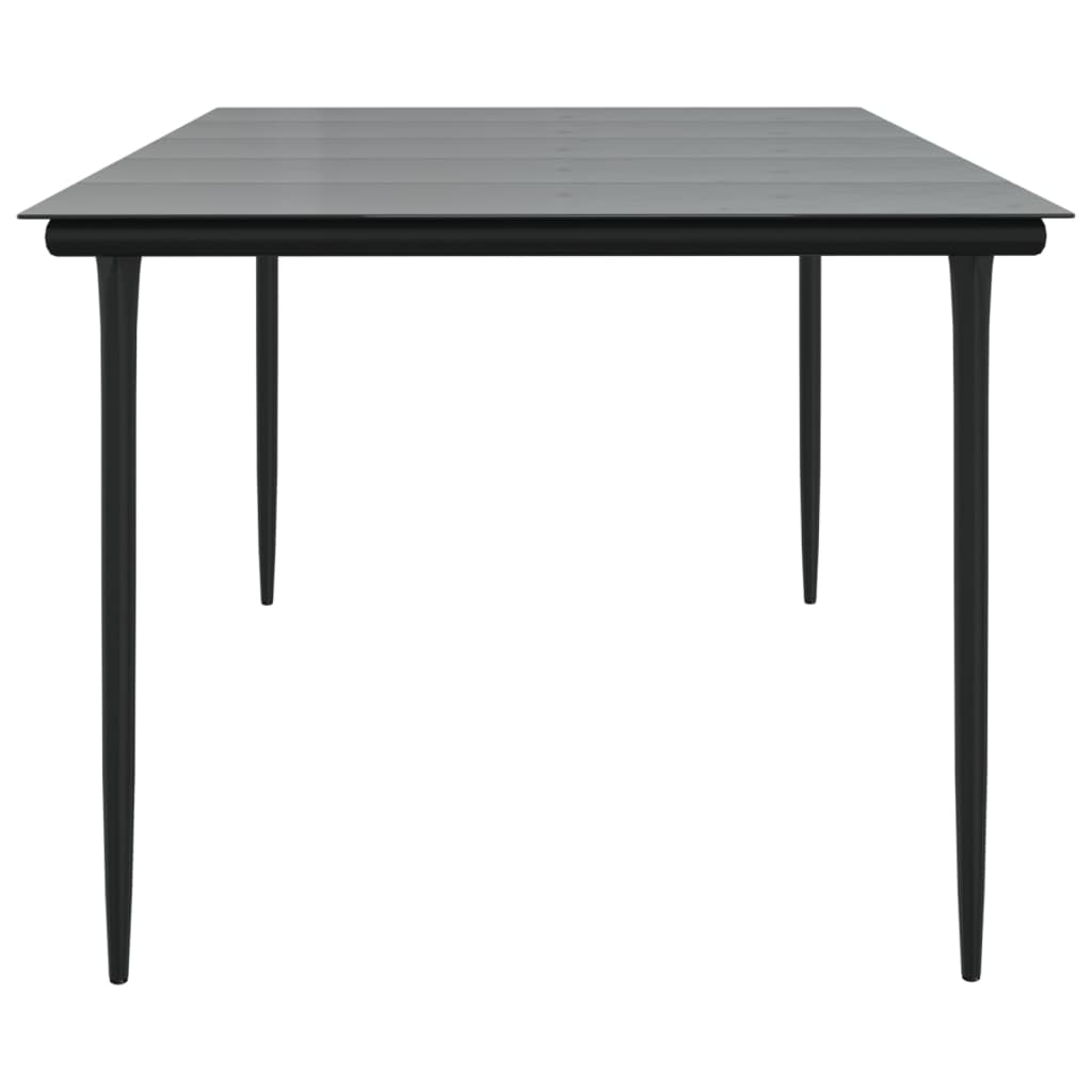 vidaXL Table à dîner de jardin Noir 200x100x74cm Acier et verre trempé