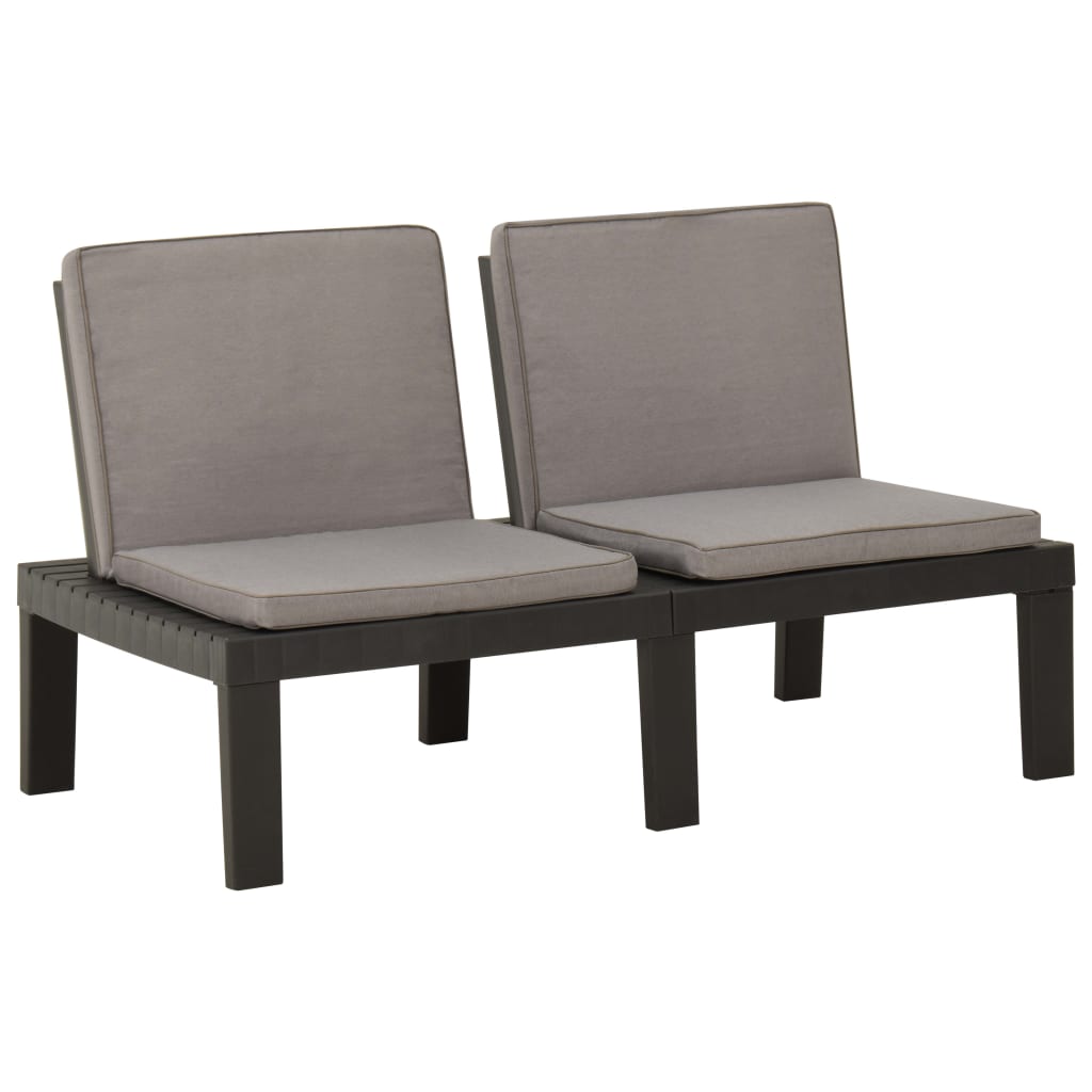 vidaXL Salon de jardin 2 pcs avec coussins Plastique Gris