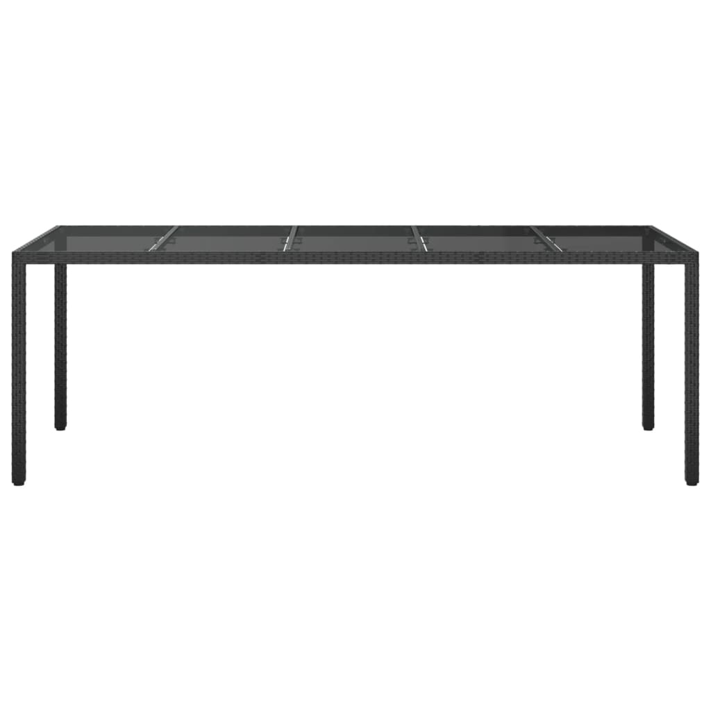 vidaXL Table de jardin Noir 250x100x75 cm Verre trempé et poly rotin