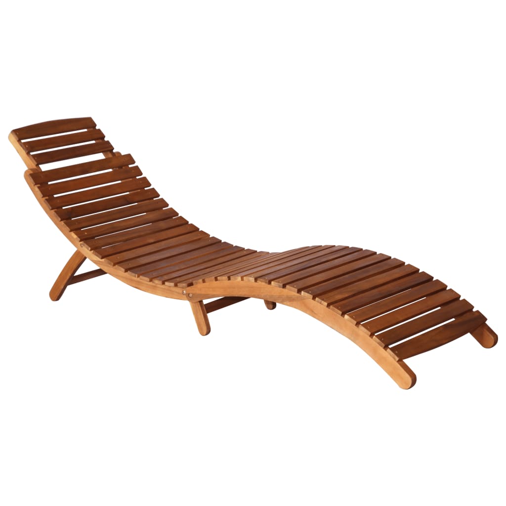 vidaXL Chaise longue de jardin avec table et coussin Bois d'acacia