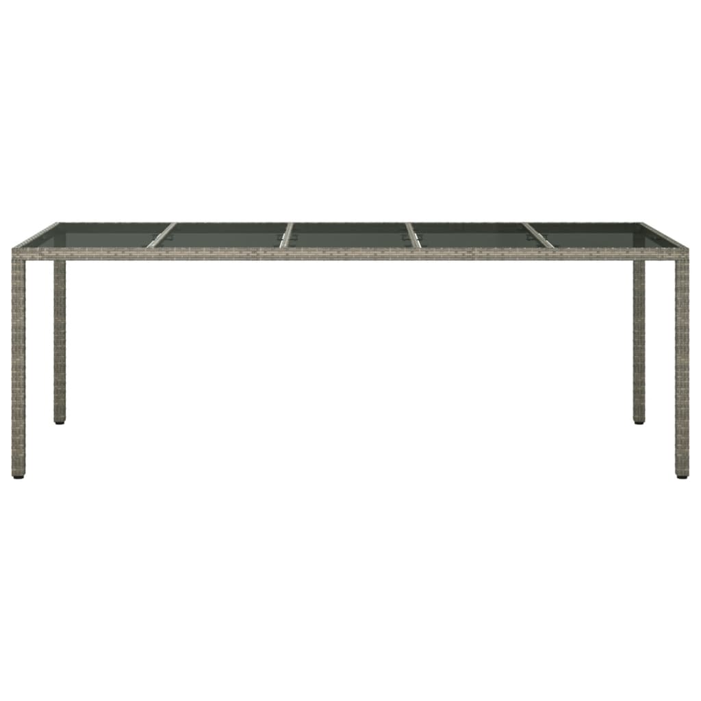 vidaXL Table de jardin gris 250x100x75 cm Verre trempé et poly rotin