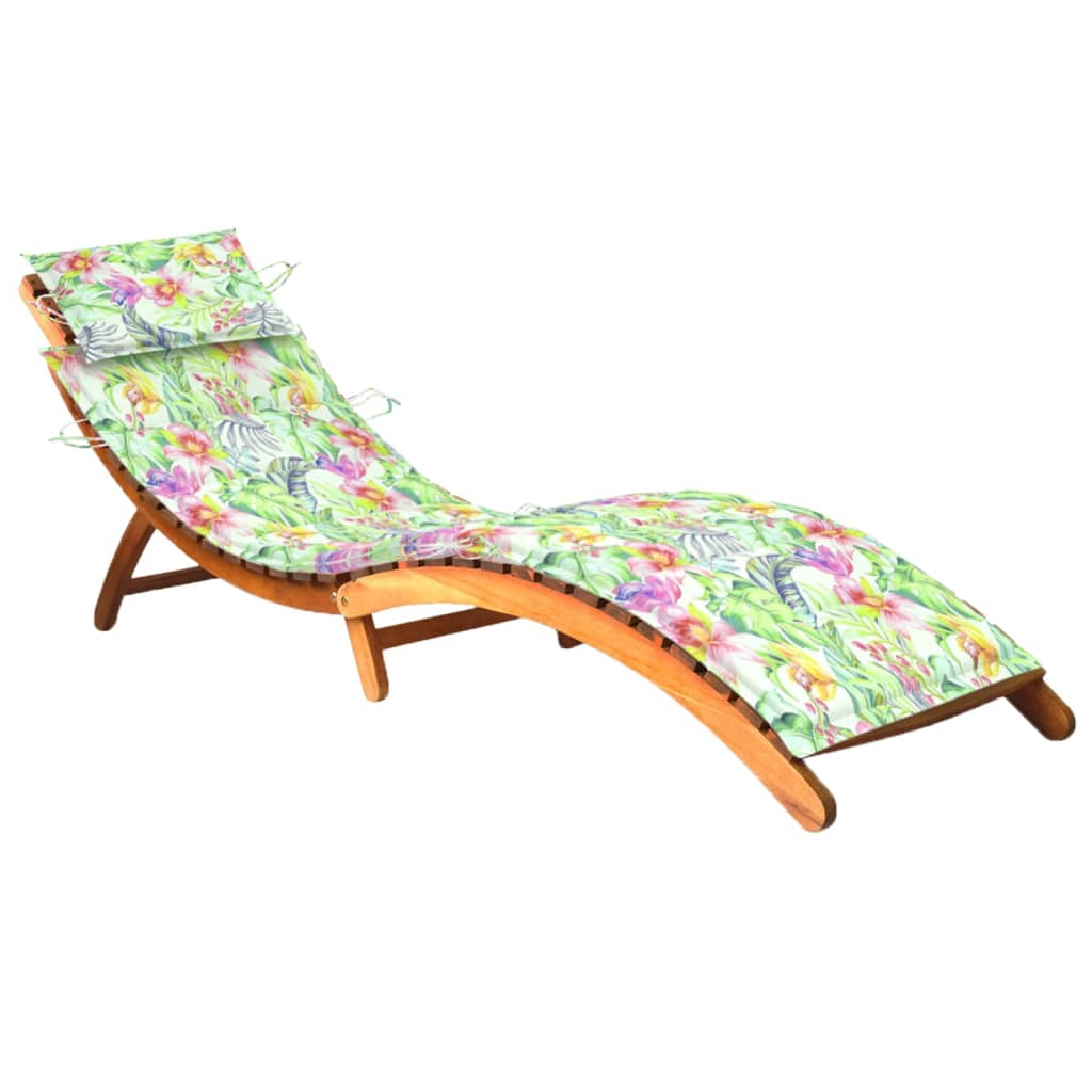 vidaXL Chaise longue de jardin avec coussin Bois d'acacia solide