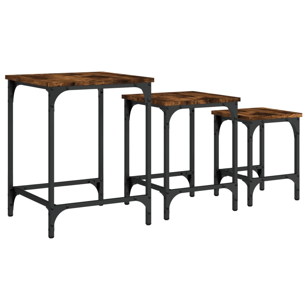 vidaXL Tables basses gigognes 3 pcs chêne fumé bois d'ingénierie