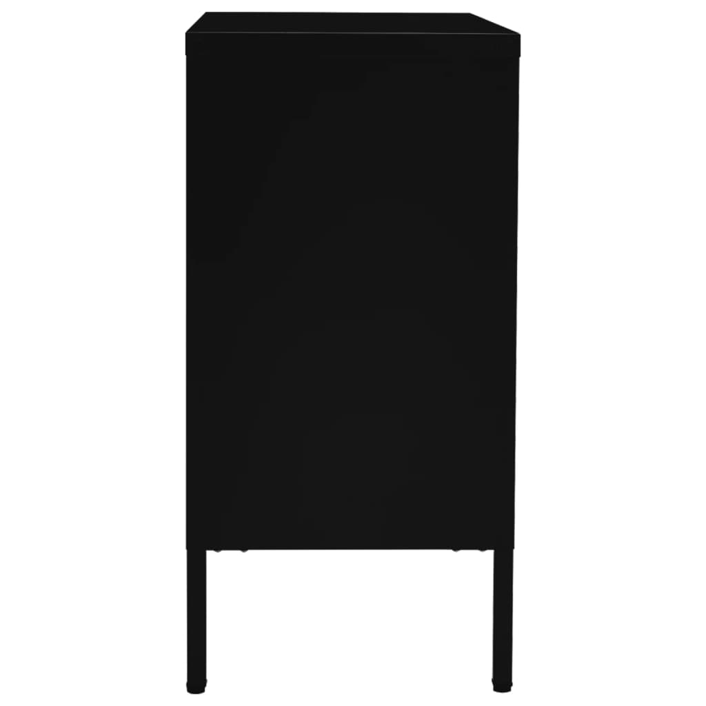 vidaXL Buffet Noir 75x35x70 cm Acier et verre trempé