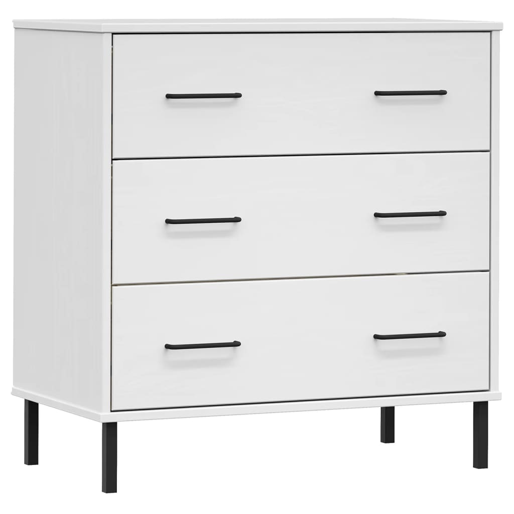 vidaXL Buffet avec 3 tiroirs Blanc 77x40x79,5 cm Bois massif OSLO