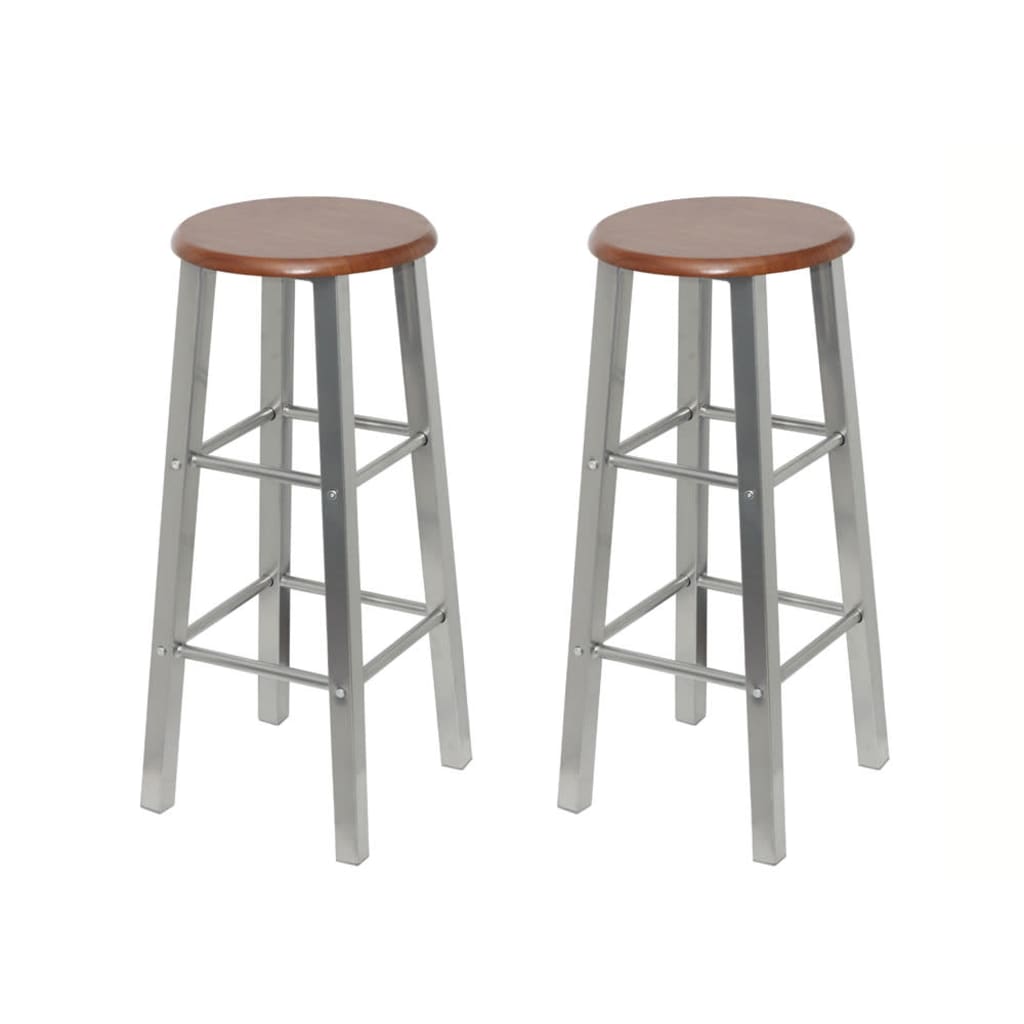 vidaXL Tabouret de bar lot de 2 métal avec siège en MDF