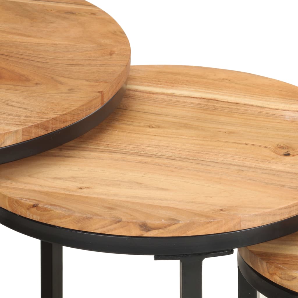 vidaXL Tables d'appoint 3 pcs Bois d'acacia solide